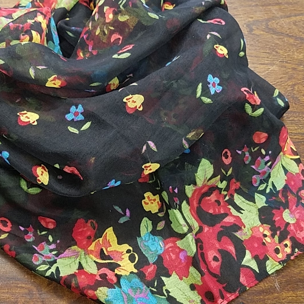 Floral 48 x 18 Sheer Lightweight Scarf
